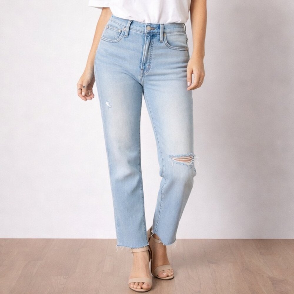 Madewell The Perfect Vintage Jean Coffey Light Wash High Rise Straight Leg 26